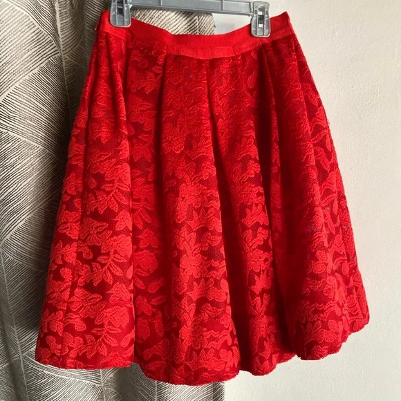 Sandro Mid-length Lace Skirt Red Sz 2 - Picture 5 of 13